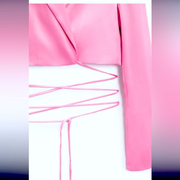 Zara pink satin effect cropped blazer - Picture 7 of 15
